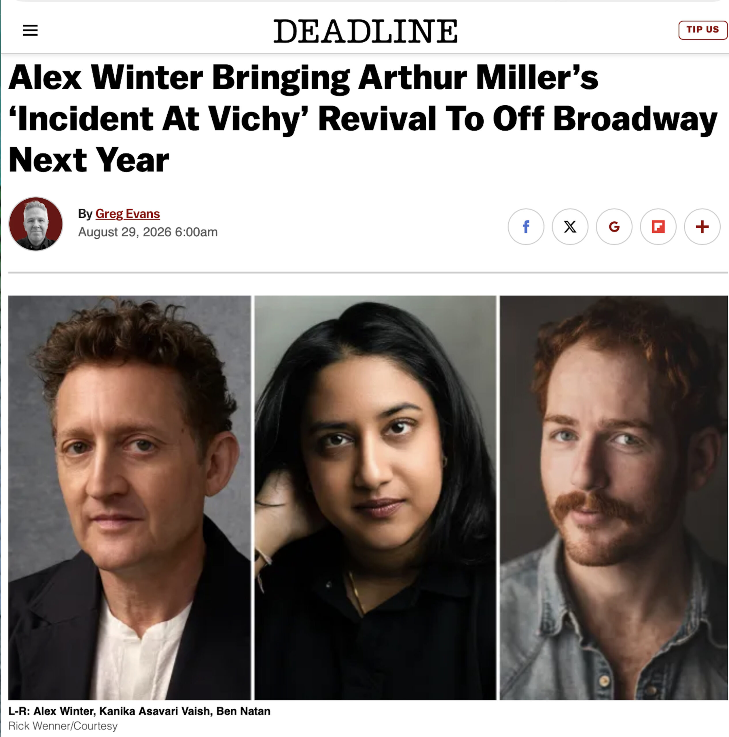 Alex Winter and Small Boat Productions present an Off-Broadway revival of Arthur Miller's 'Incident At Vichy'
