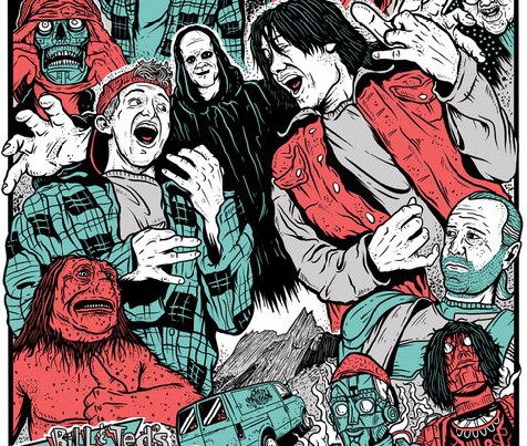 Bill & Ted's Bogus Journey illustrated movie poster
