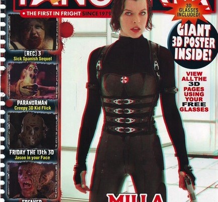 Fangoria magazine cover featuring Milla Jovovich's Resident Evil and Alex Winter's Freaked